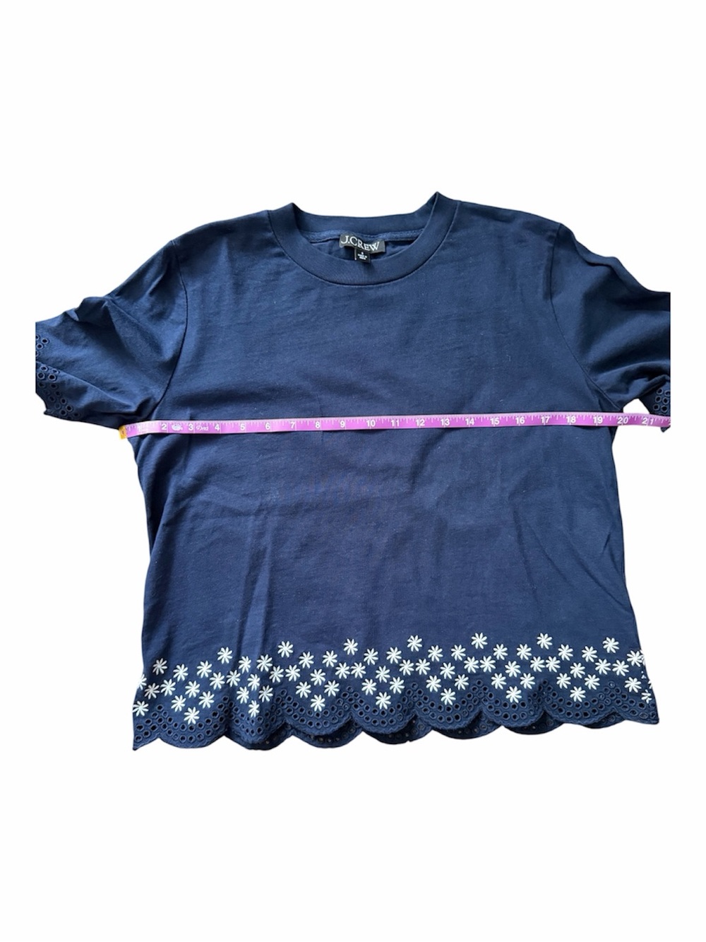 • J. Crew • Premium-weight relaxed scalloped T-shirt - Picture 3 of 6
